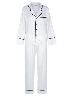Midnight Mischief - Luxury Sleepwear SET - White and Navy - Medium